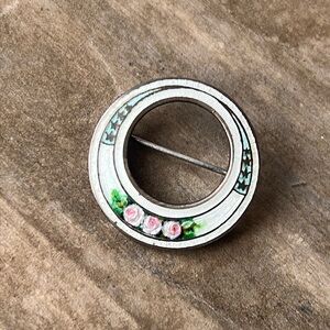 Antique sterling silver 925 brooch floral signed